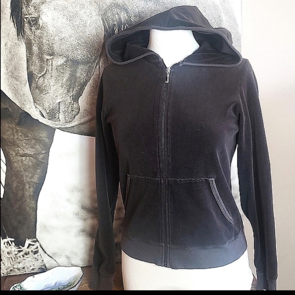 Juicy Couture Y2k brown vintage velour zip up hoodie